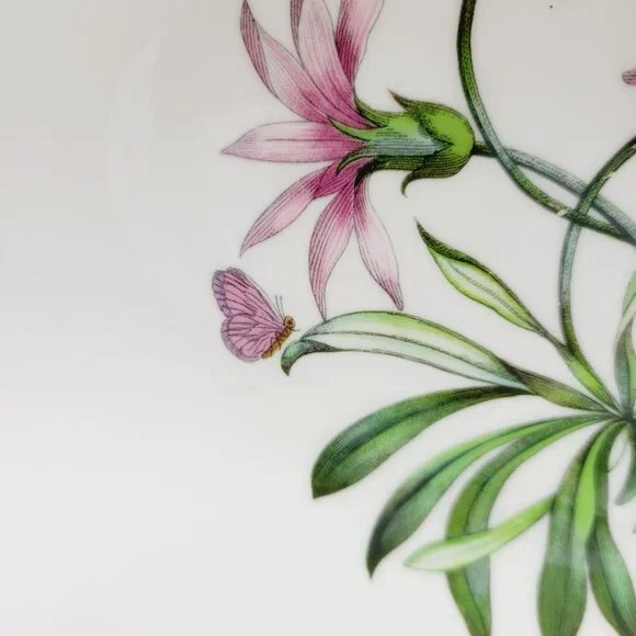 Portmeirion Botanic Garden Oval Serving Bowl 15" Handled Pink Purple Wildflowers